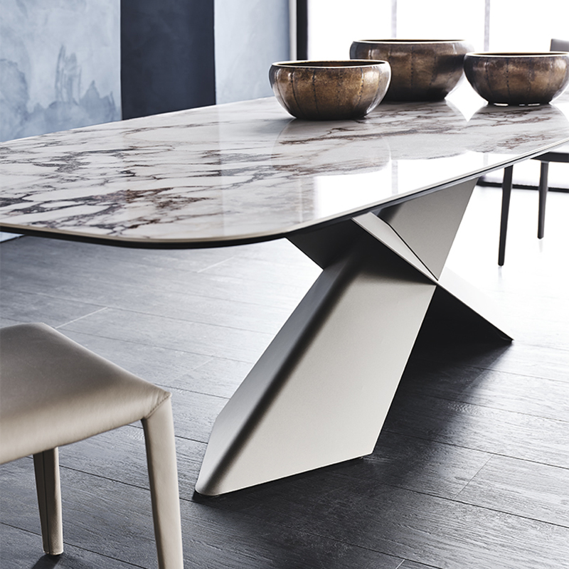 Mesa de Jantar Redonda de Mármore com Acabamento Brilhante para Sala de Estar, Móveis Personalizados e Minimalistas