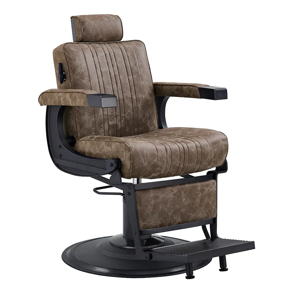 Cadeira de Barbeiro Masculina Pesada Munique Clássica Antiga Equipamento de Salão Mobiliário Cadeira de Braço da Califórnia