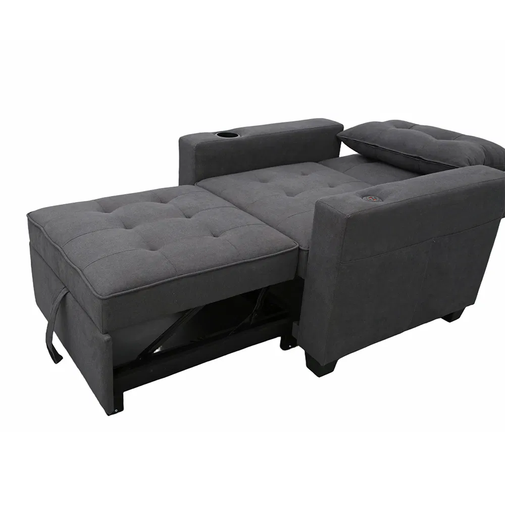 Cadeira Individual Cama Retrátil Conversível Poltrona Sofá para Sala de Estar com Porta-Copos