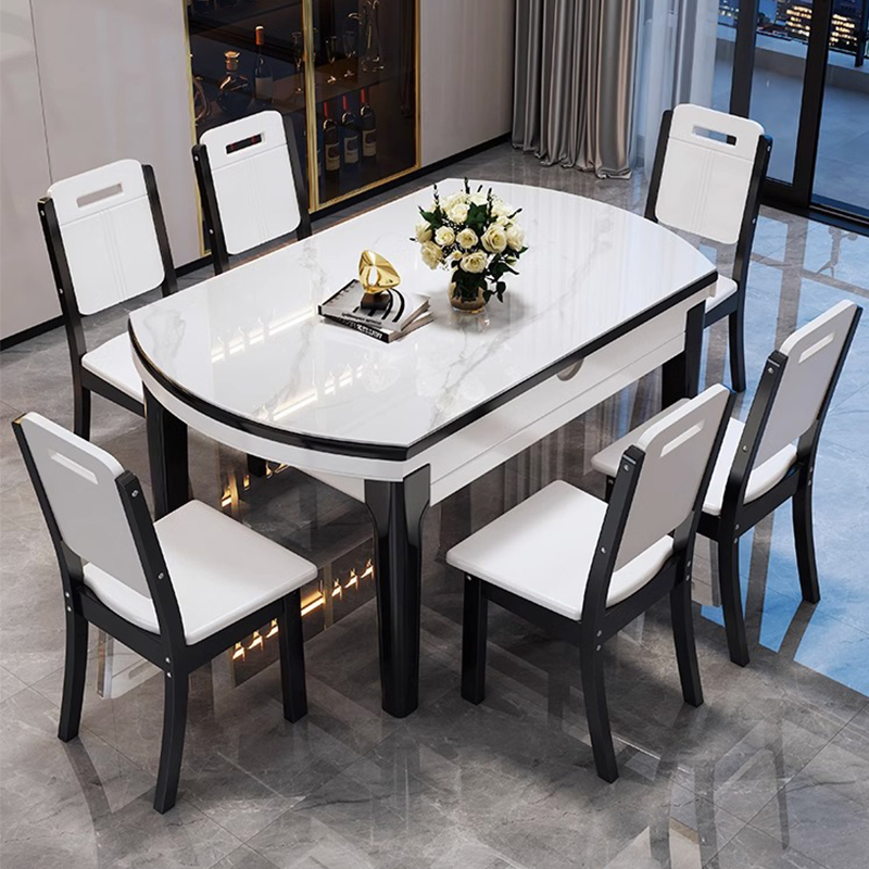 Conjunto de Mesa de Jantar de Móveis Modernos para Casa 6 Lugares Mesa de Jantar Redonda