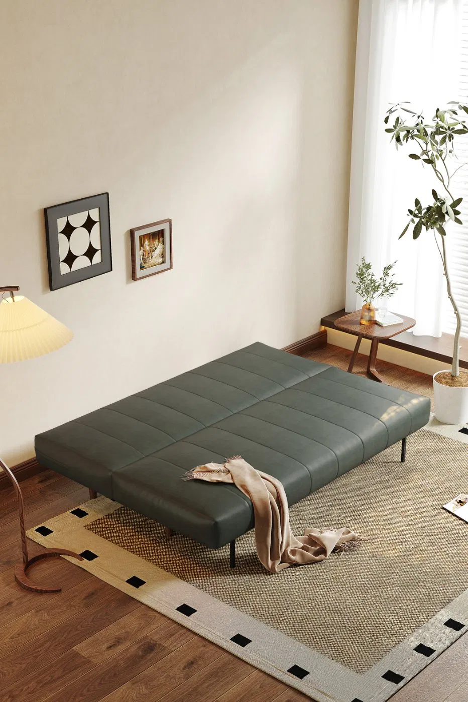 Sofá-cama de canto empilhável em tecido telescópico para conforto e economia de espaço Dubai