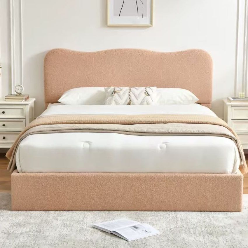 Multi Space Hydraulic Storage King Bed Frame Tufted Upholstered Headboard Wooden Bed