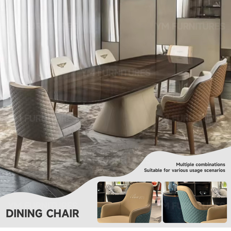 Fabricante Cadeira de Jantar Lounge Moderna Estofada em Tecido Couro com Assento Almofadado Mobiliário