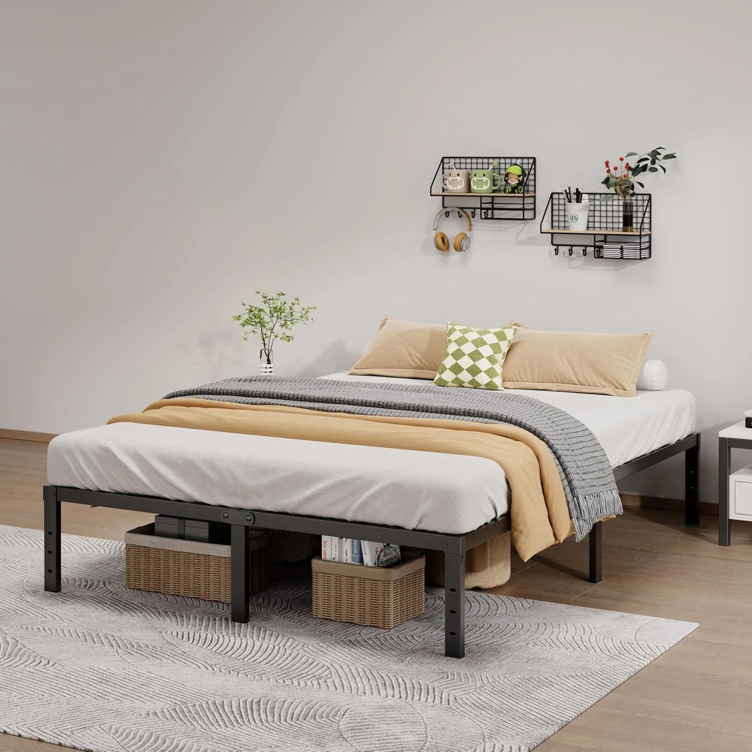 Cama Plataforma Industrial Chic Baixa Perfil Rainha Estrutura de Metal Todas as Tamanhos Disponíveis