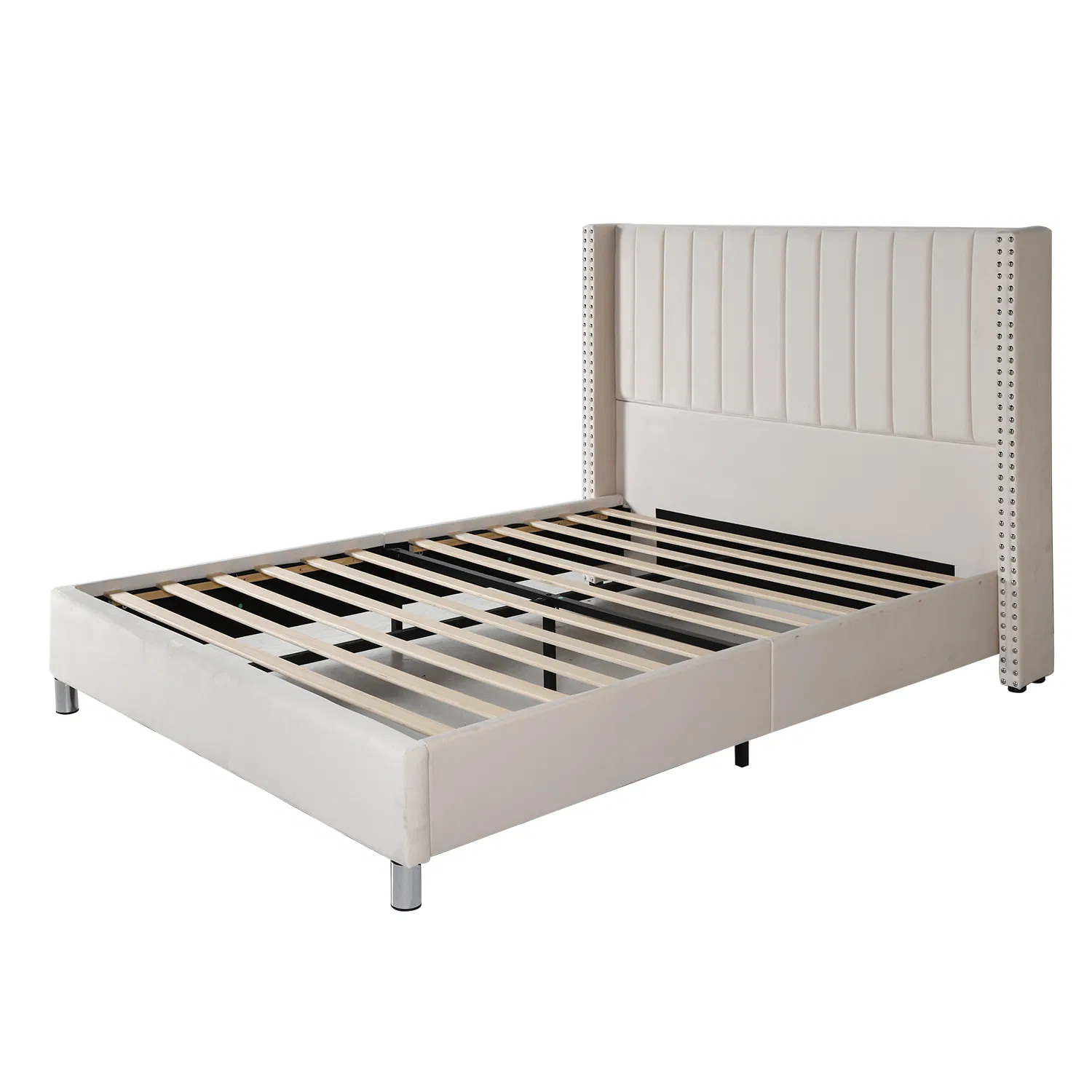 Cama Plataforma Estofada Tamanho Queen com Cabeceira e Pés