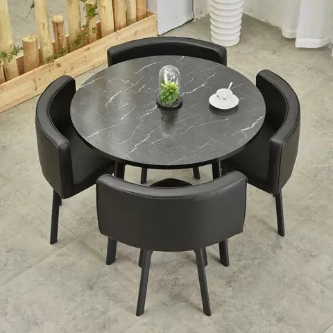 Mesa redonda de mármore pequena de alta qualidade popular para sala de jantar de restaurante com cadeira