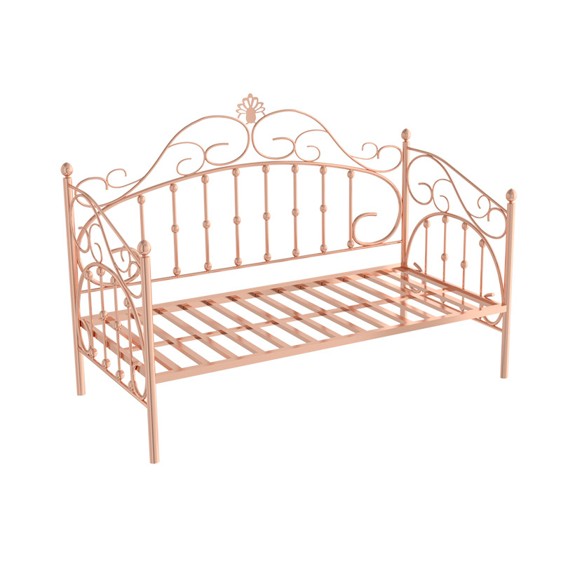 Sofá-cama de estilo europeu personalizado para sala de estar e quarto, cama moderna simples, lençol de princesa, cama de dia em metal
