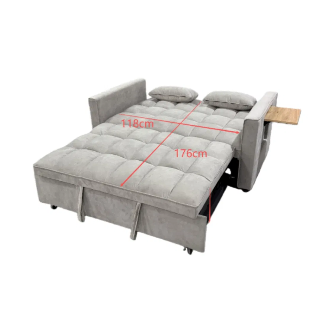Móvel de Apartamento Sofá Cama Moderno de 2 Lugares com Suporte para Telefone Dobrável de Uso Duplo para Sala de Estar