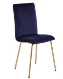 Cadeira de Jantar de Veludo Sem Braços com Design de Pernas Douradas