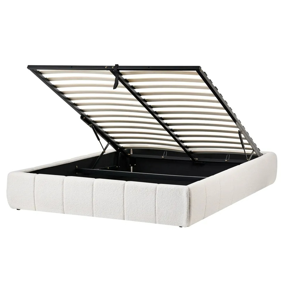 Apartamento Estúdio Espaço Eficiente Cama Estofada Cama de Plataforma Tamanho King com Armazenamento Estrutura de Cama para Colchão Fundação