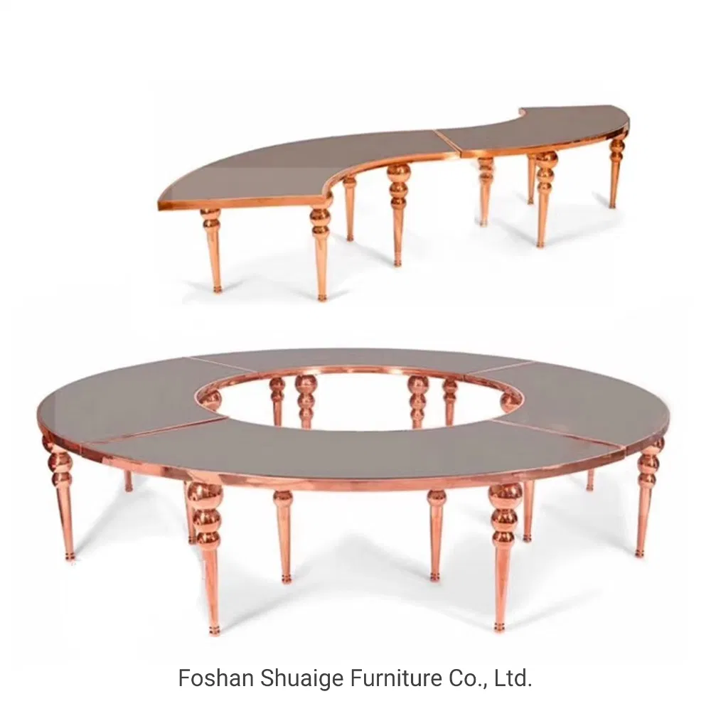 Móveis de Festa de Casamento de Luxo, Atacadista de Mesas Serpentina, Mesa de Jantar Redonda com Topo de MDF Branco
