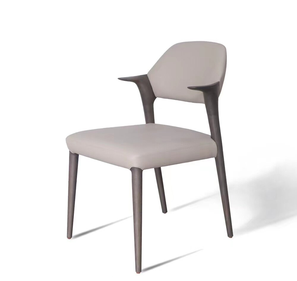 Cadeira de Jantar de Madeira com Encosto para Casa Nórdica, Cadeira de Jantar Estofada de Luxo Leve para Hotel, Cadeira de Jantar para Quarto