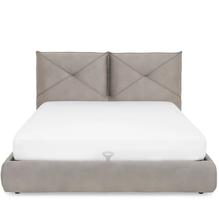 Cama com Cabeceira Estofada em Couro com Duplo Almofadado, Mecanismo Hidráulico, Cama com Armazenamento que Economiza Espaço com Estrutura de Cama Metálica Dobrável