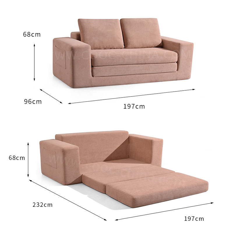 Sofá-cama dobrável sem estrutura de tecido moderno, móvel para hotel, sala de estar, cama de dormir comprimida, sofá-cama de tamanho duplo
