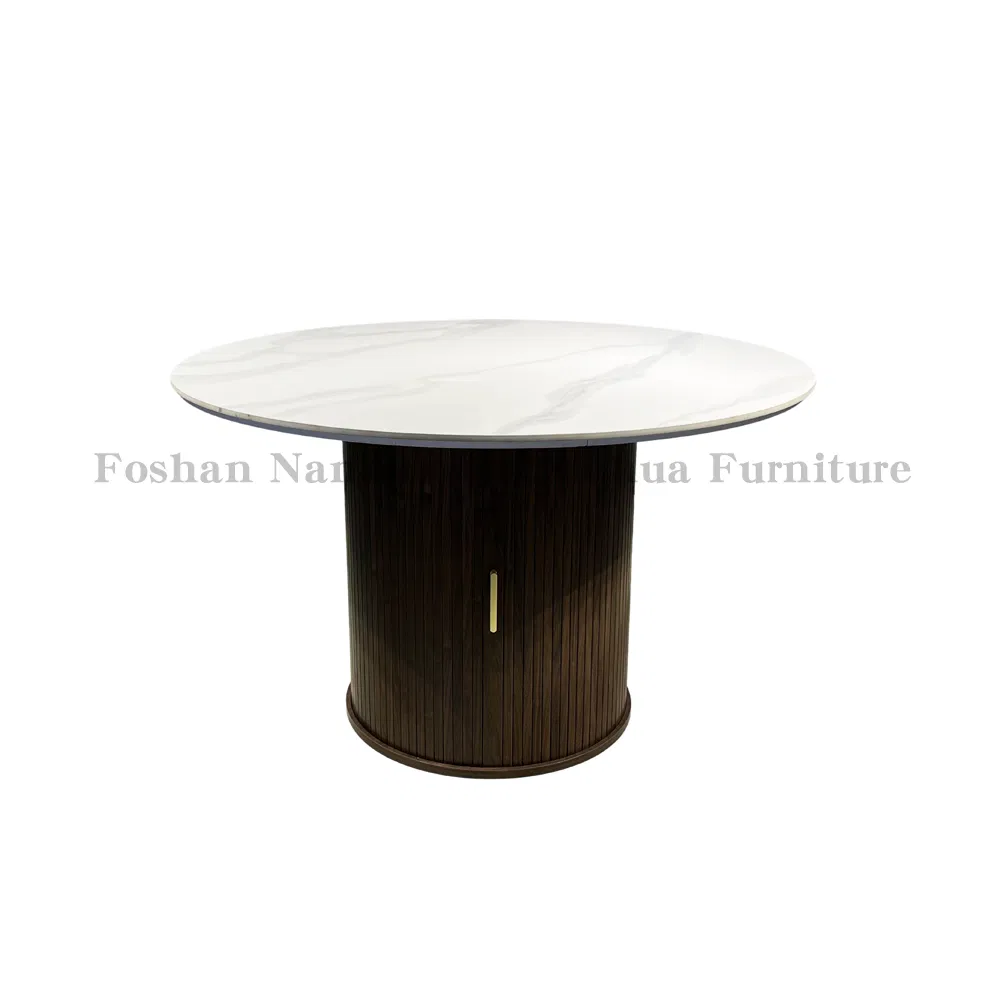 Conjunto de mesas de jantar de móveis modernos de Foshan para casa, mesa de jantar redonda de cerâmica de luxo