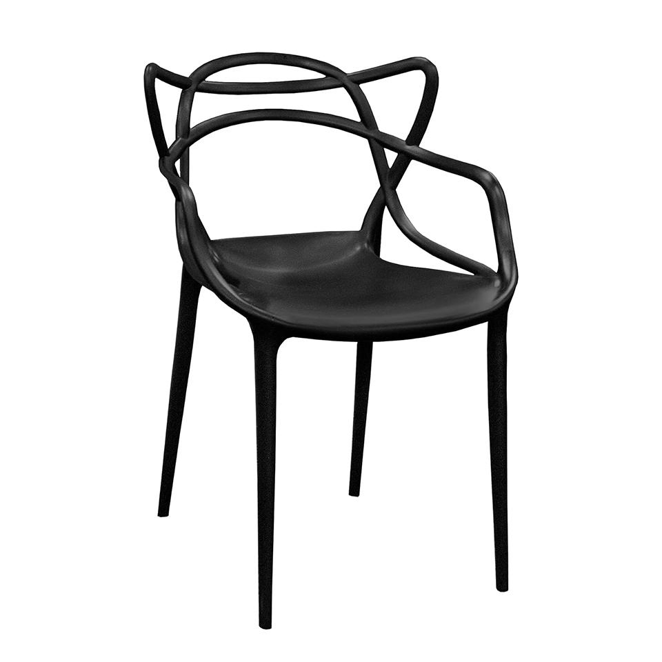 Móvel de Jantar Cadeira de Braço Entrelançada Preta Cadeira de Plástico Moldado Sem Braços para Sala de Jantar (ZG50-031)