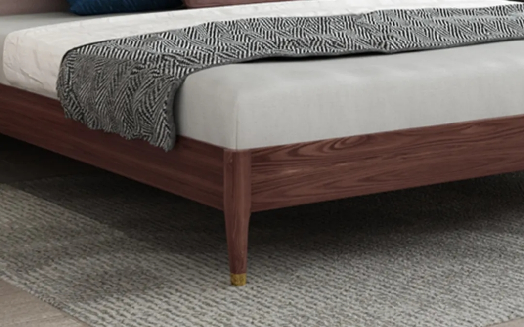 Cama de luxo em plataforma baixa de madeira branca, estilo minimalista italiano do norte da China, cama de casal em madeira de cera