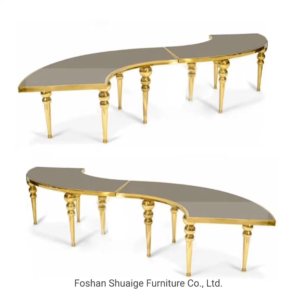 Móveis de Festa de Casamento de Luxo, Atacadista de Mesas Serpentina, Mesa de Jantar Redonda com Topo de MDF Branco