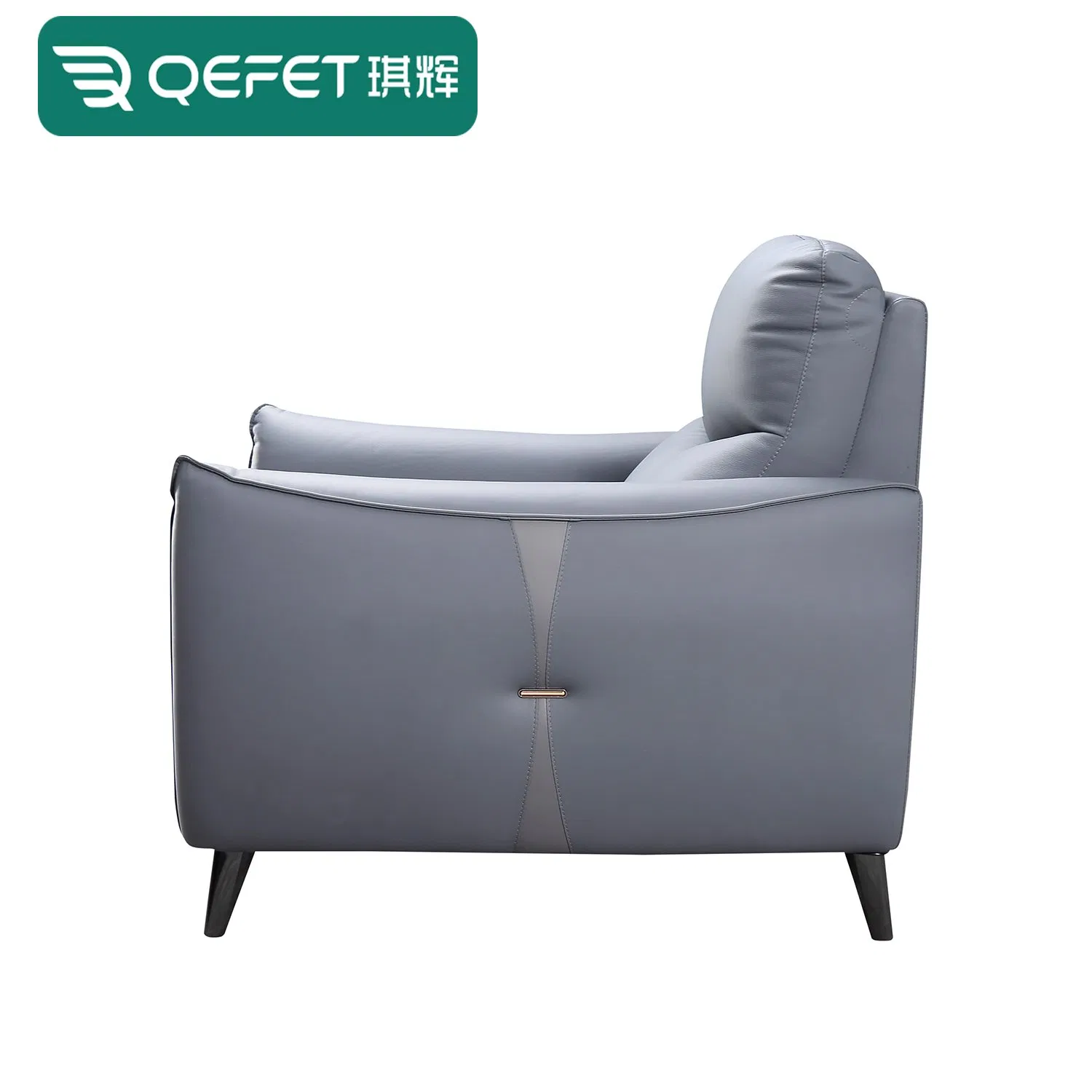 Elegante Poltrona de Couro Azul para Estilo de Sala de Estar Contemporânea