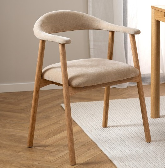 Cadeira de Jantar Estofada em Madeira de Freixo com Design Moderno e Cor Personalizada em Tecido Nórdico Kd