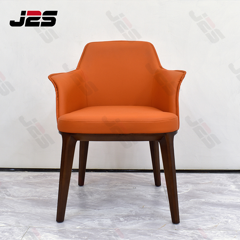 Luxo Nórdico Moderno Cadeiras de Jantar de Madeira Estofadas com Topo de Metal em Mármore