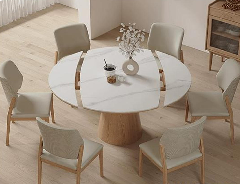 Mesa de Jantar Redonda Elegante em Pedra Sinterizada com Mármore Personalizado