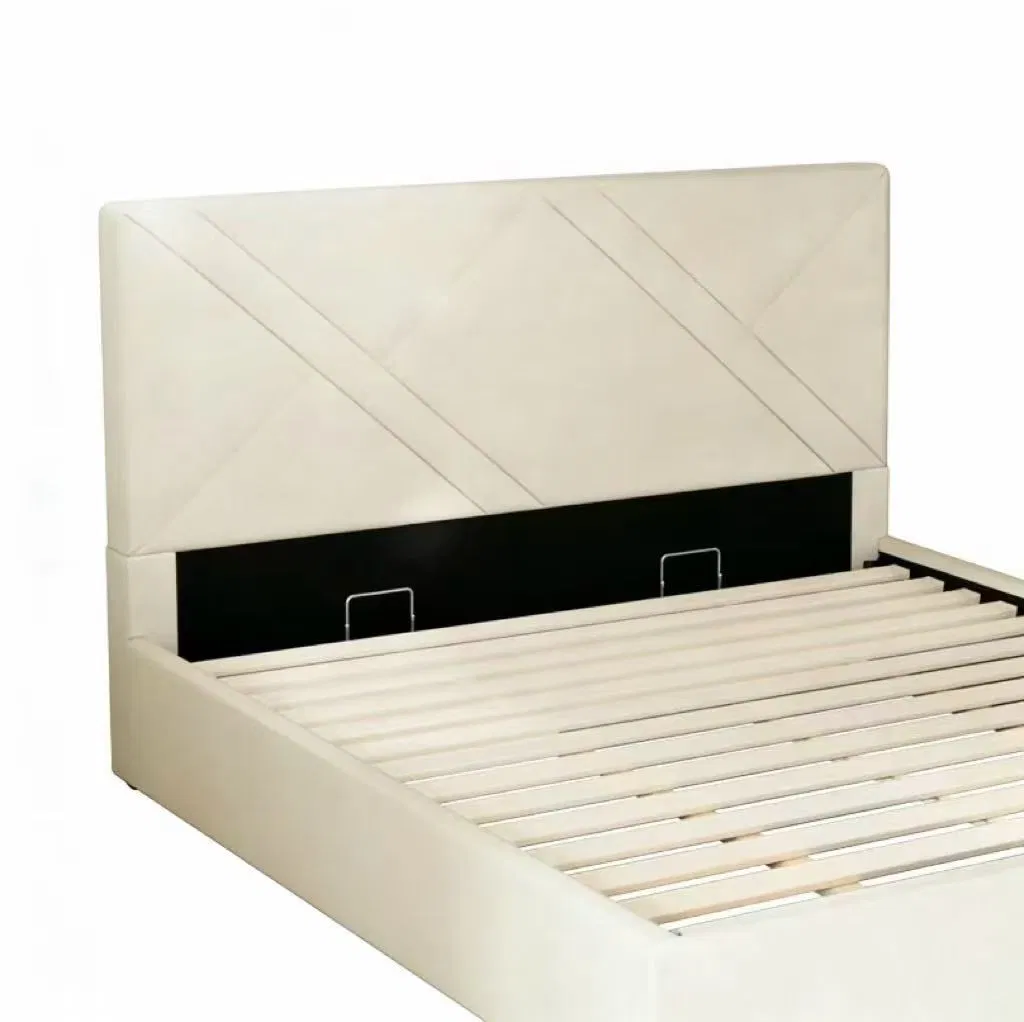Space Saving Tufted Upholstered Full Bed Frame Large Under Bed Storage Wooden Bed