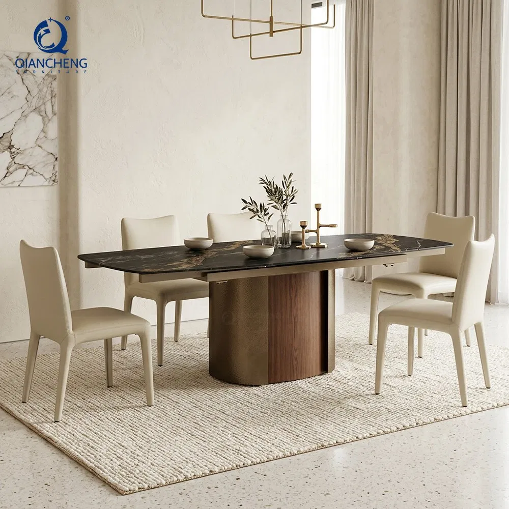 Mesa de Jantar Extensível com Topo de Pedra Sinterizada da Fábrica de Foshan, Guangdong para 8 Cadeiras