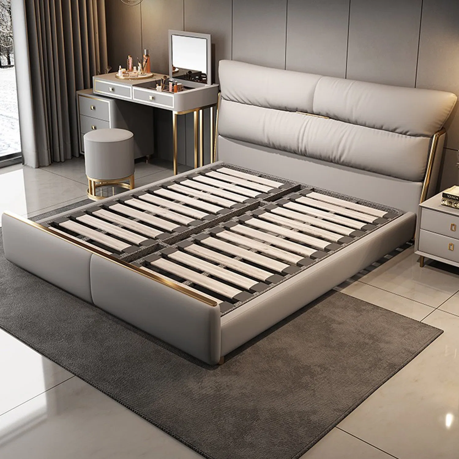Cama Plataforma de Couro Moderna e Elegante para Quartos Estilosos
