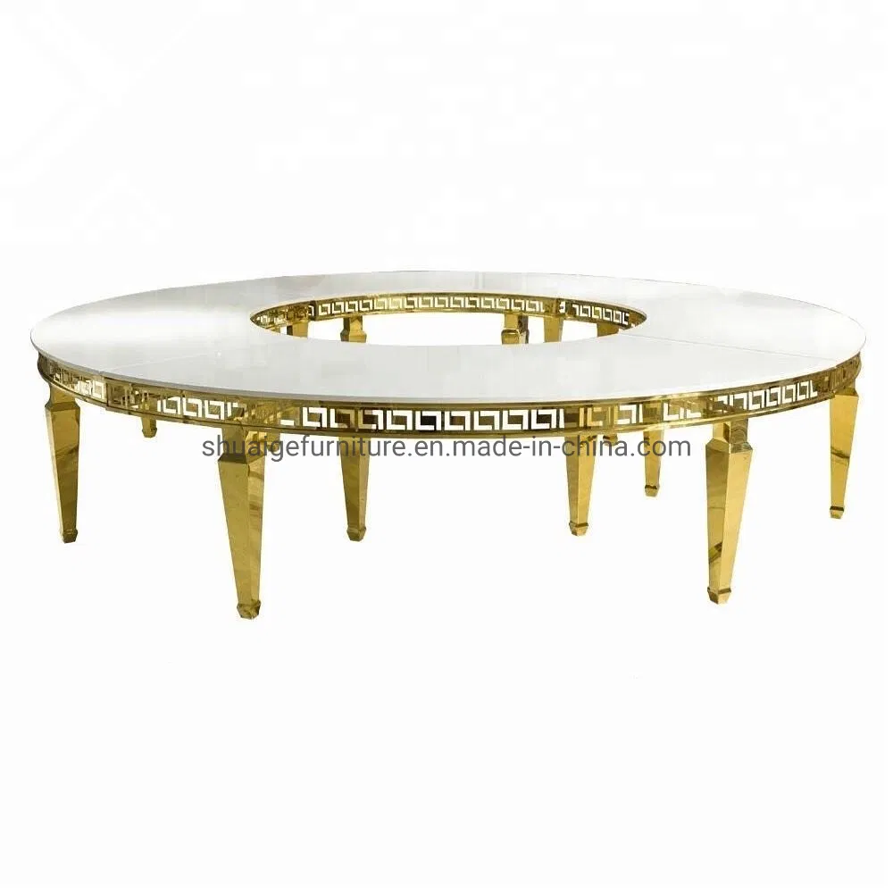 Móveis de Festa de Casamento de Luxo, Atacadista de Mesas Serpentina, Mesa de Jantar Redonda com Topo de MDF Branco