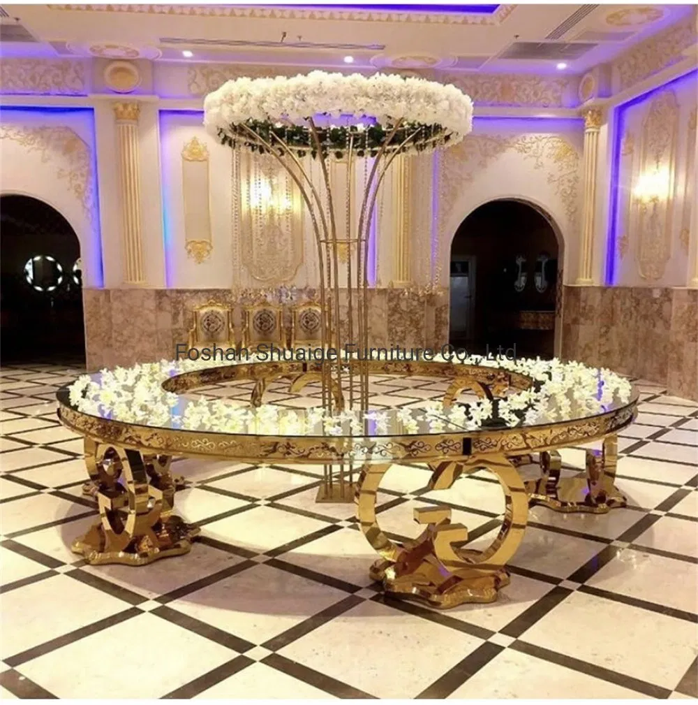 Móveis de Festa de Casamento de Luxo, Atacadista de Mesas Serpentina, Mesa de Jantar Redonda com Topo de MDF Branco