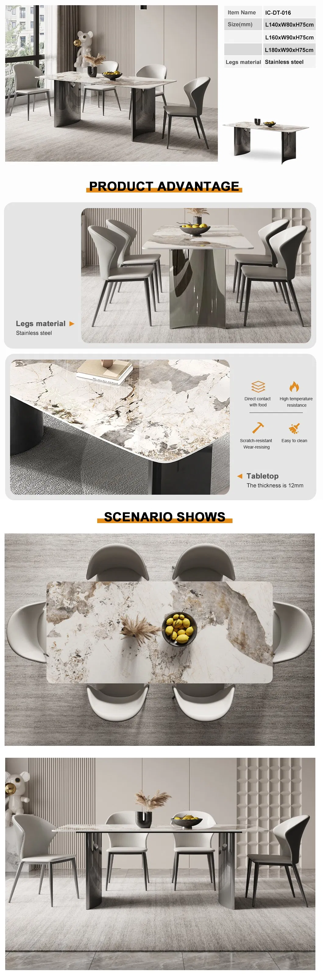 Mesa de Jantar de Pedra Sinterizada