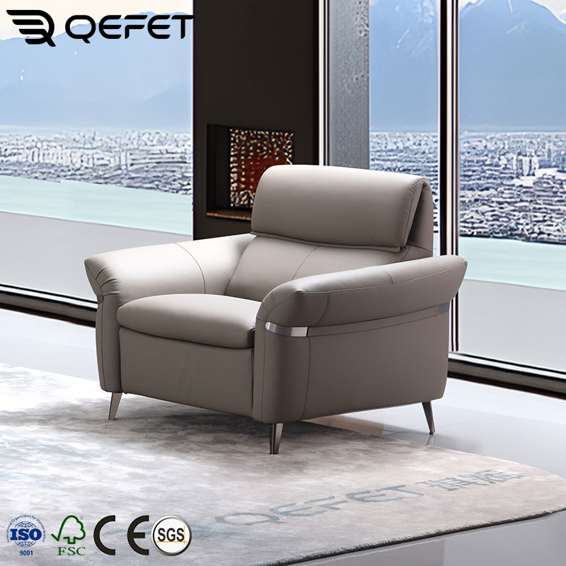 Poltrona Recliner Elétrica de Couro Moderna para Salas de Estar