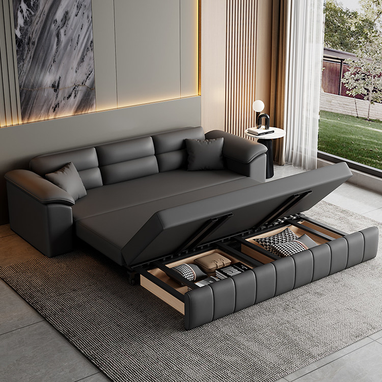 Sofá-cama conversível moderno reclinável com altura ajustável, dobrável, estofado em metal e couro, para quarto e sala de estar, fabricante direto
