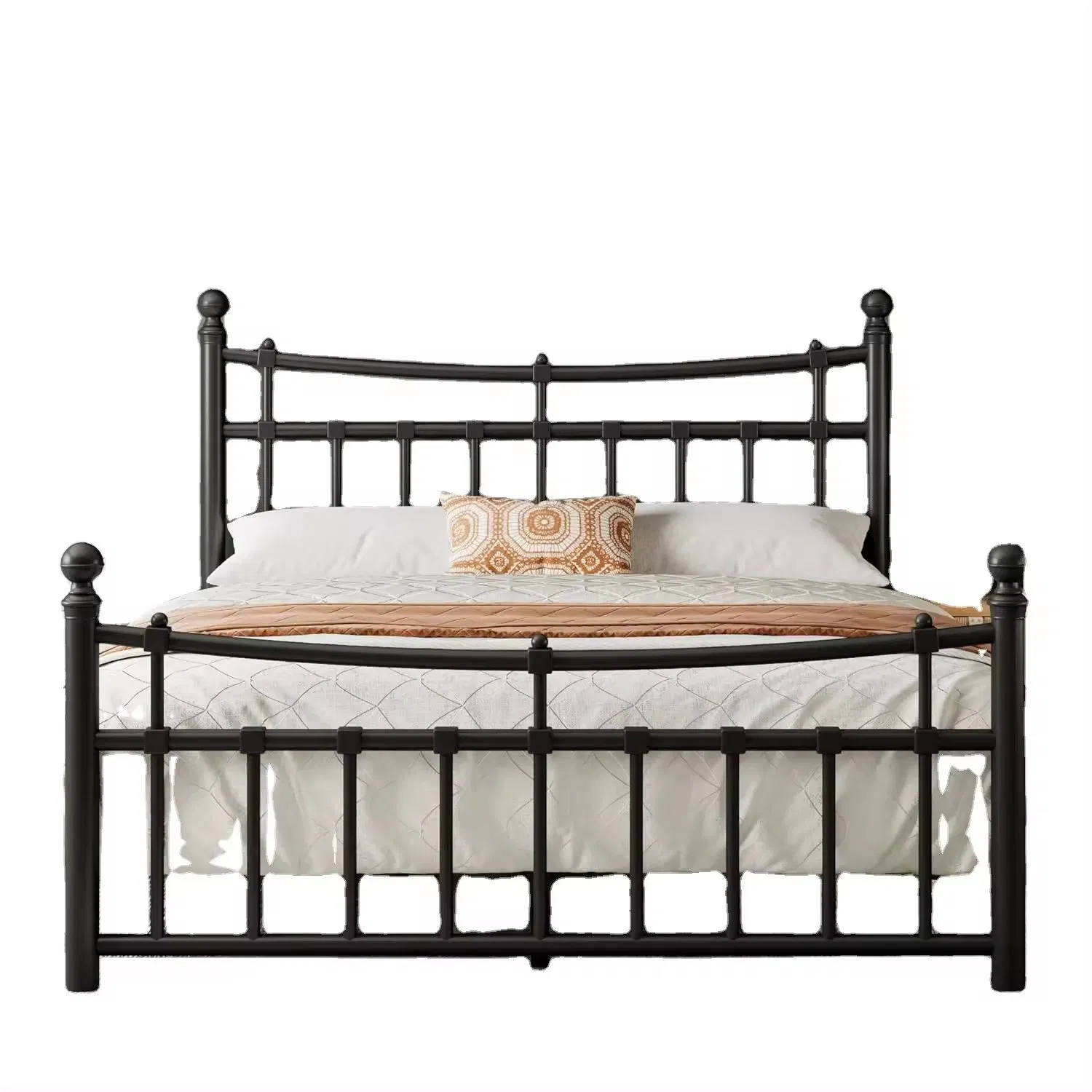 Estrutura de Cama de Ferro Forjado Preto Tamanho Queen King Metal