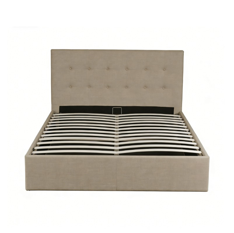 Estrutura de Cama King Size com Armazenamento Dobrável para Ferro, Design de Montagem Fácil, Cama Plataforma Estofada