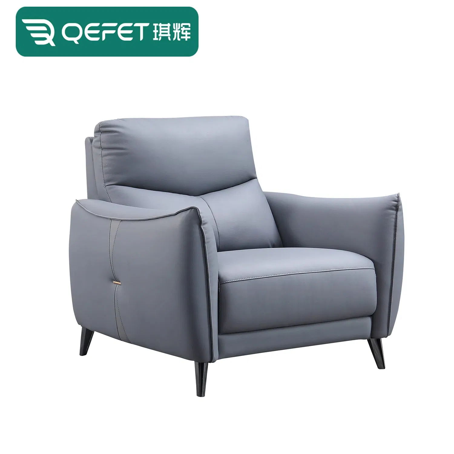 Elegante Poltrona de Couro Azul para Estilo de Sala de Estar Contemporânea