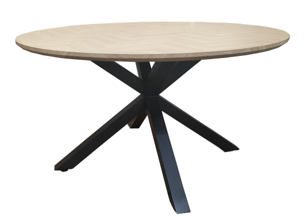Melhor Qualidade Coleção de Luxo Mesa de Jantar Redonda de Madeira com Base de Metal com Revestimento em Pó Preto Móveis