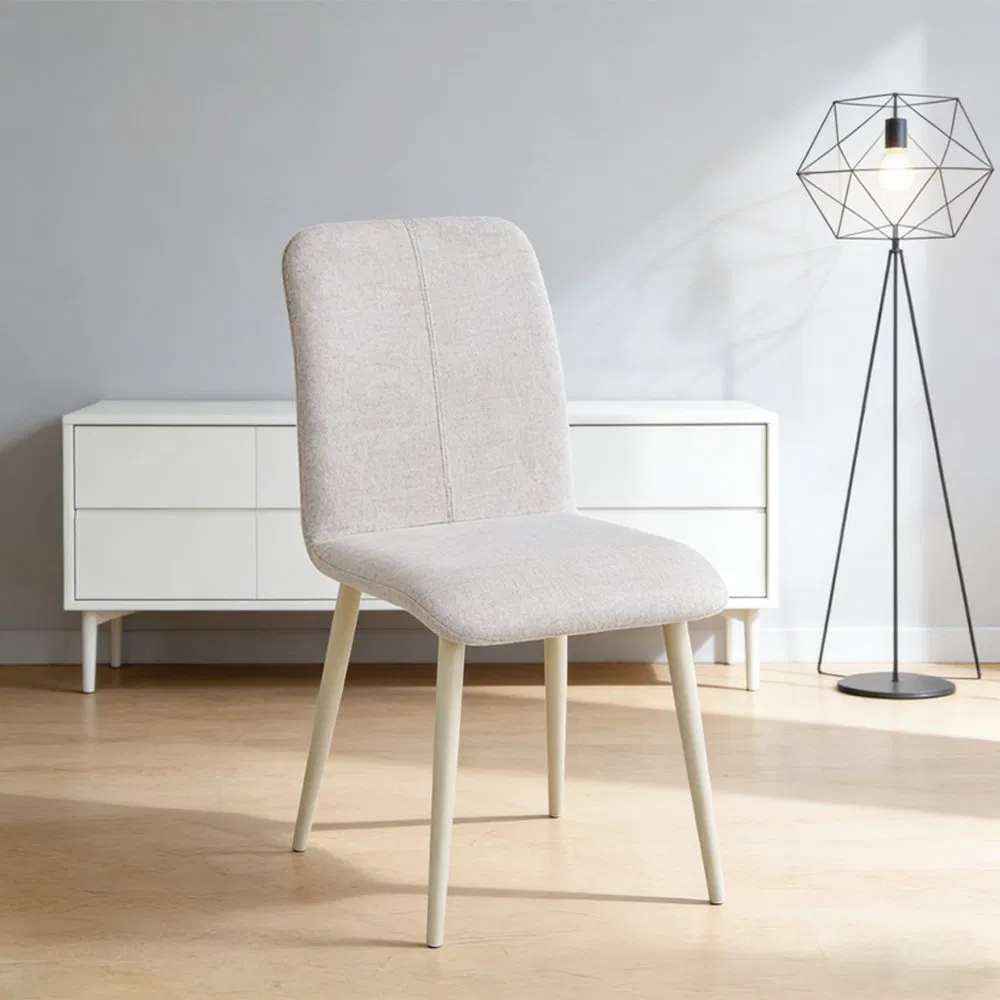 Casa Sem Braço Cadeira de Jantar Cinza Moderna Estofada Minimalista com Pernas de Metal Sem Braço Quente