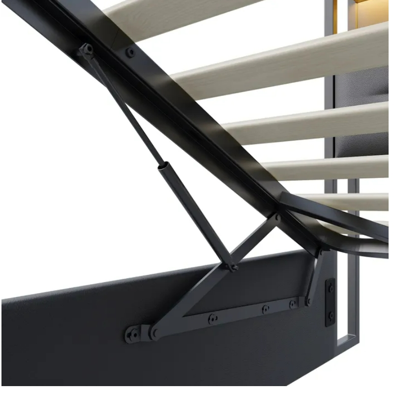 Mecanismo de Cama Dobrável para Quarto com Economia de Espaço, Cama com Armazenamento Integrado e Gavetas de Armazenamento, Cama Estofada