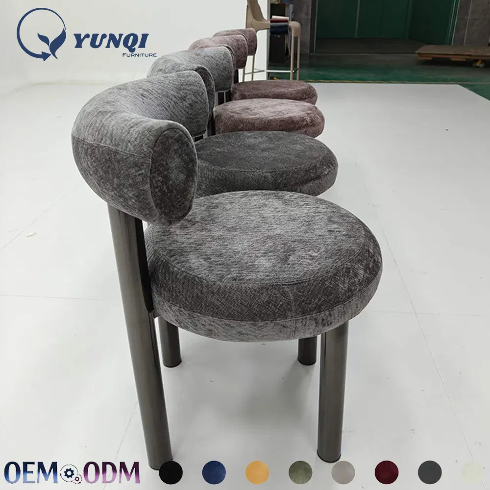 Cadeiras de Jantar Estofadas Modernas Cadeiras de Acento em Veludo com Encosto Cilíndrico Estrutura de Metal Preto Cadeiras de Lazer para Sala de Jantar, Sala de Estar, Cozinha, Café