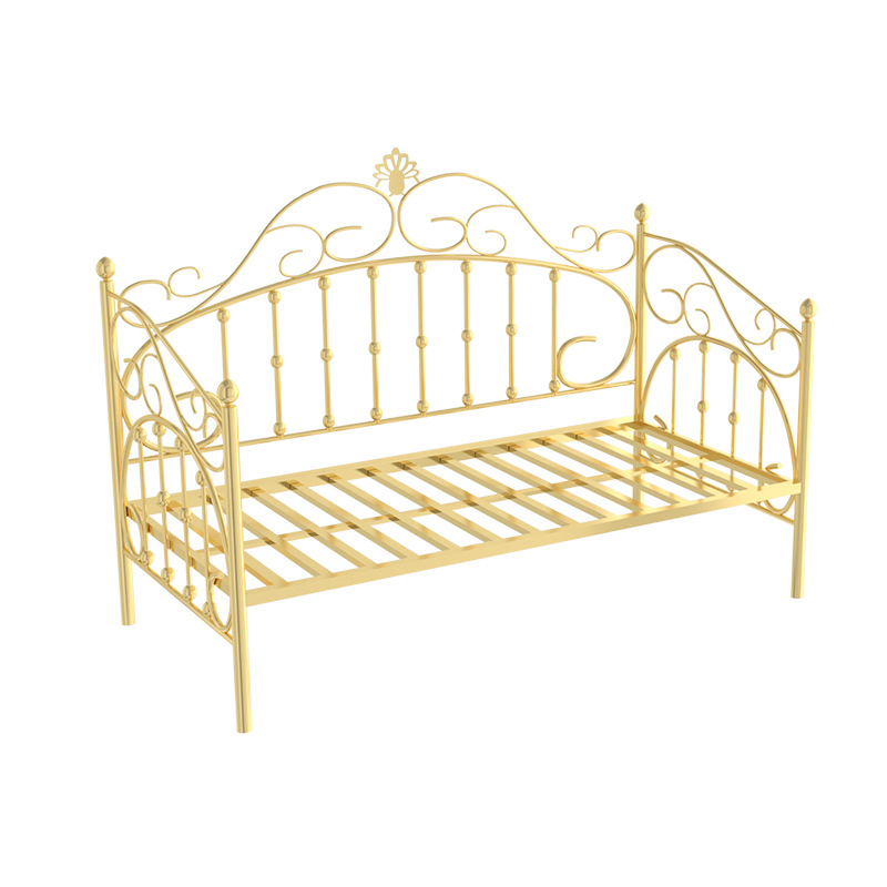 Sofá-cama de estilo europeu personalizado para sala de estar e quarto, cama moderna simples, lençol de princesa, cama de dia em metal
