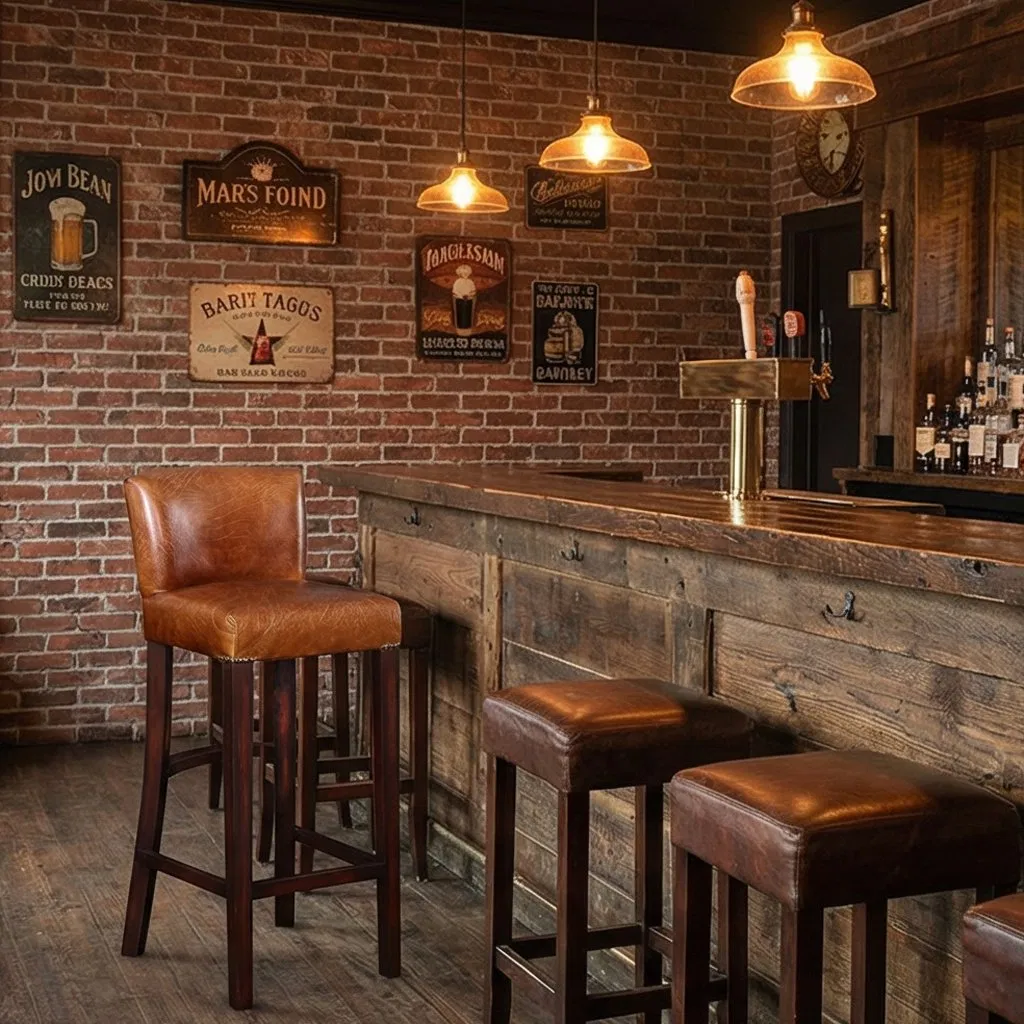 Cadeira de Bar de Couro Vintage