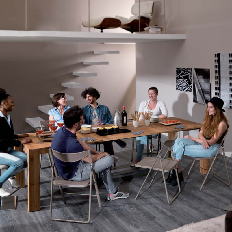 Conjunto de Mesa de Jantar de Madeira Contemporânea Extensível Dobrável Design que Economiza Espaço Mesas de Jantar