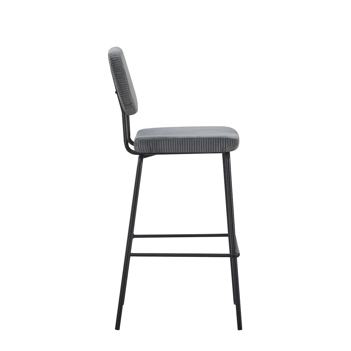 Cadeiras de Jantar Estofadas Empilháveis Modernas Altas Cinzas Elegantes com Pernas de Metal