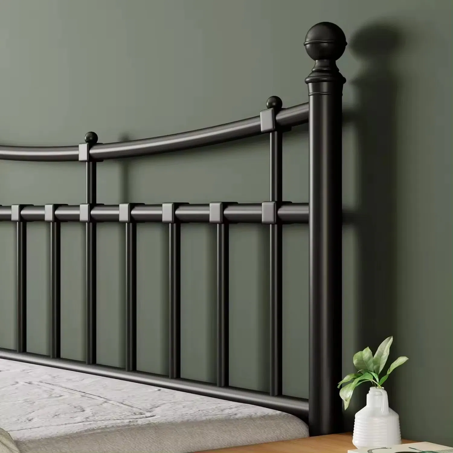 Estrutura de Cama de Ferro Forjado Preto Tamanho Queen King Metal