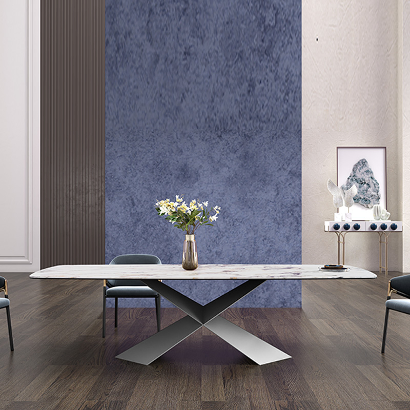 Mesa de Jantar Redonda de Mármore com Acabamento Brilhante para Sala de Estar, Móveis Personalizados e Minimalistas