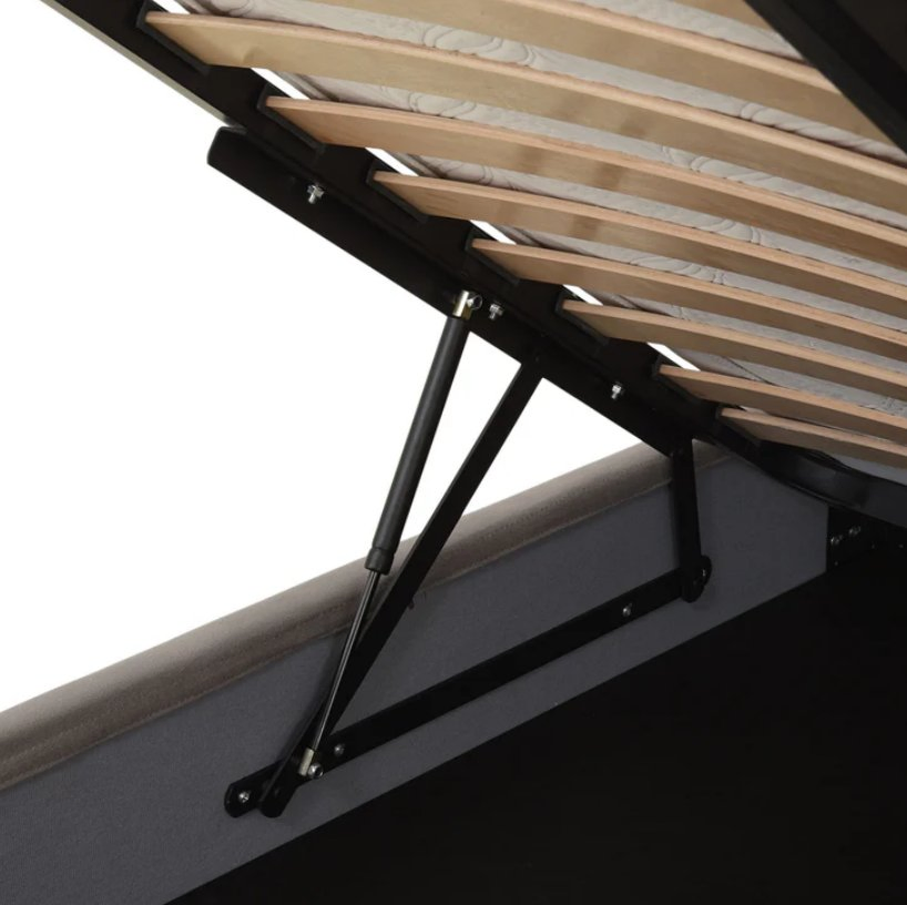 Cama com Cabeceira Estofada em Couro com Duplo Almofadado, Mecanismo Hidráulico, Cama com Armazenamento que Economiza Espaço com Estrutura de Cama Metálica Dobrável