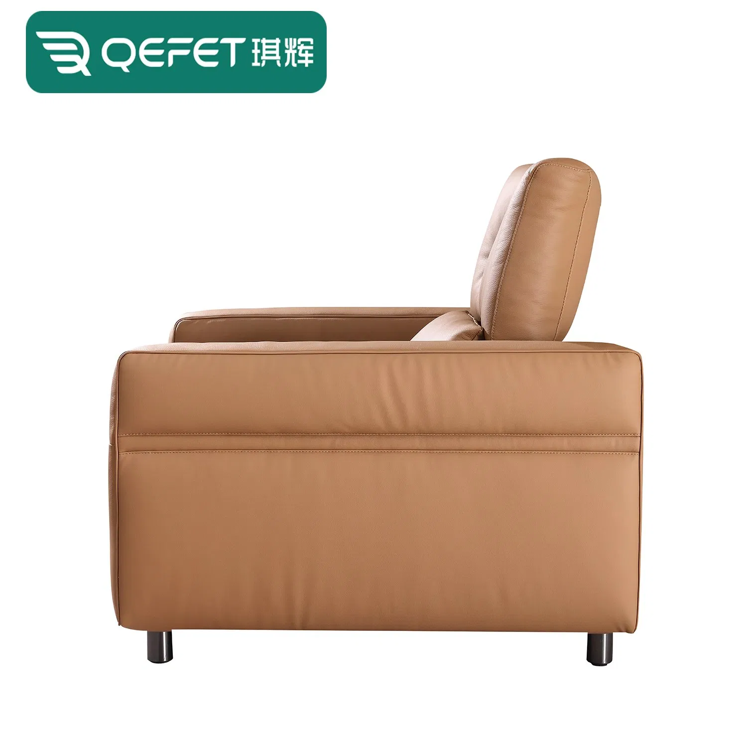 Recliner elétrico de couro laranja moderno para espaços de vida aconchegantes