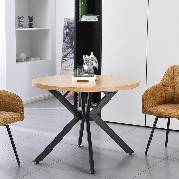 Mesa de Jantar Extensível com Base de Metal Elegante para Recepções